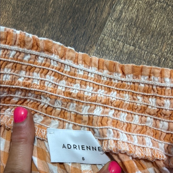 Adrienne Orange Gingham Wide-Leg Pants with Tassels - Picture 6 of 6